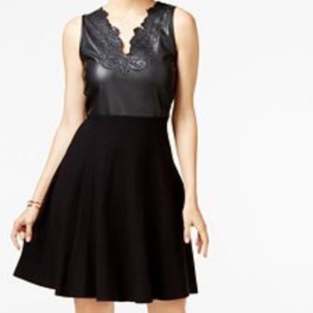 Guess Annaluna Faux Leather & Knit Dress M NWOT